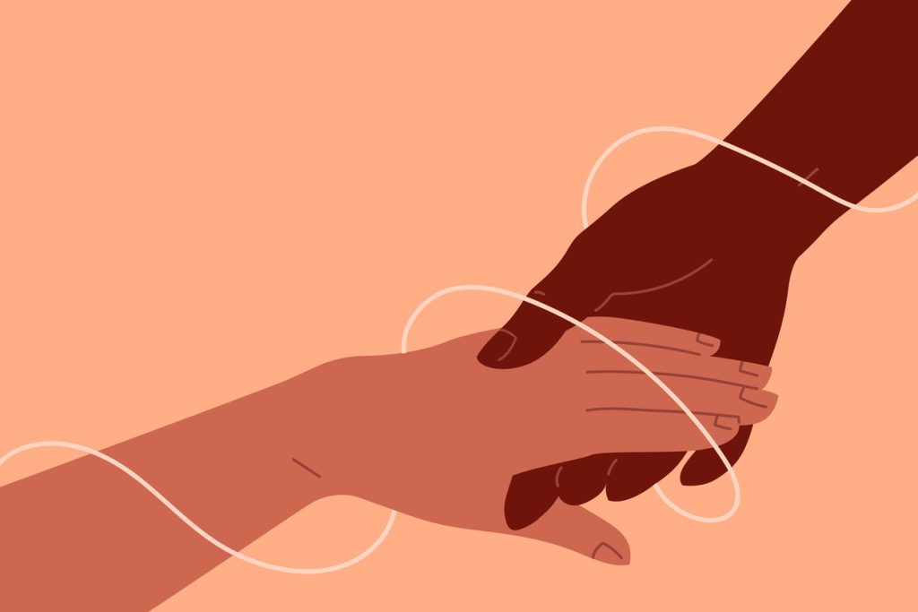 Illustration of two hands holding