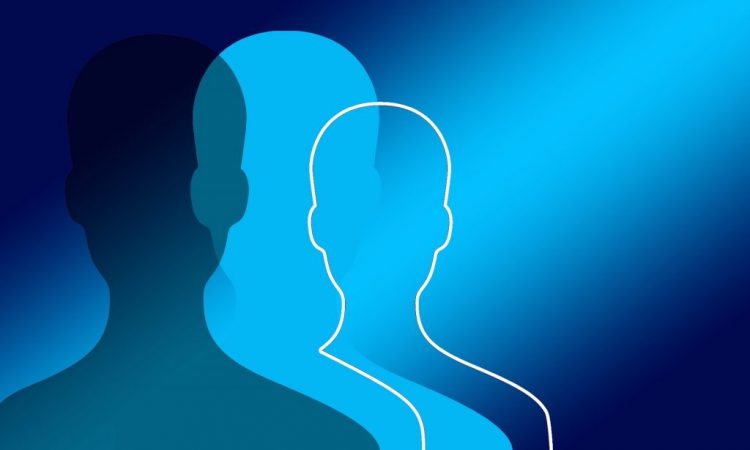 outline of man in blue