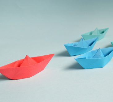paper boats in a lineup