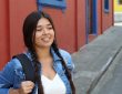 Teen girl wearing backpack