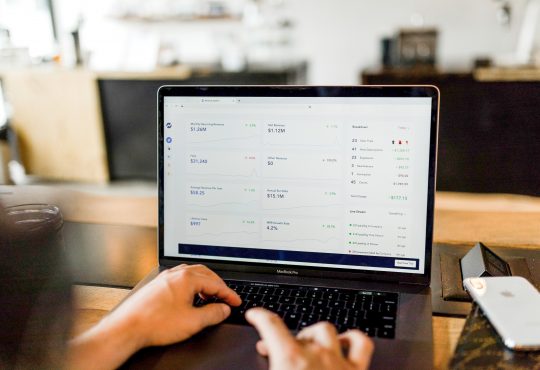 person looking at data on computer screen