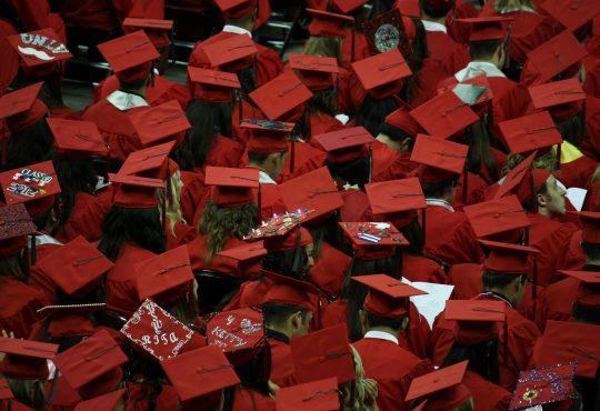 students at graduation ceremony