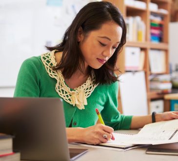woman working at desk