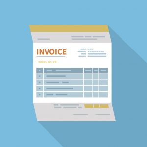 Invoice icon isolated with a long shadow. 