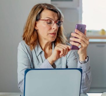 woman checking cellphone