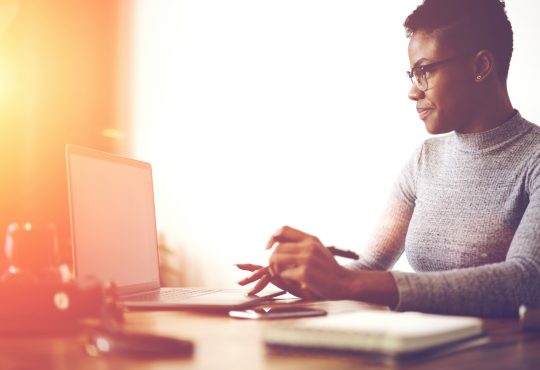 woman working on computer