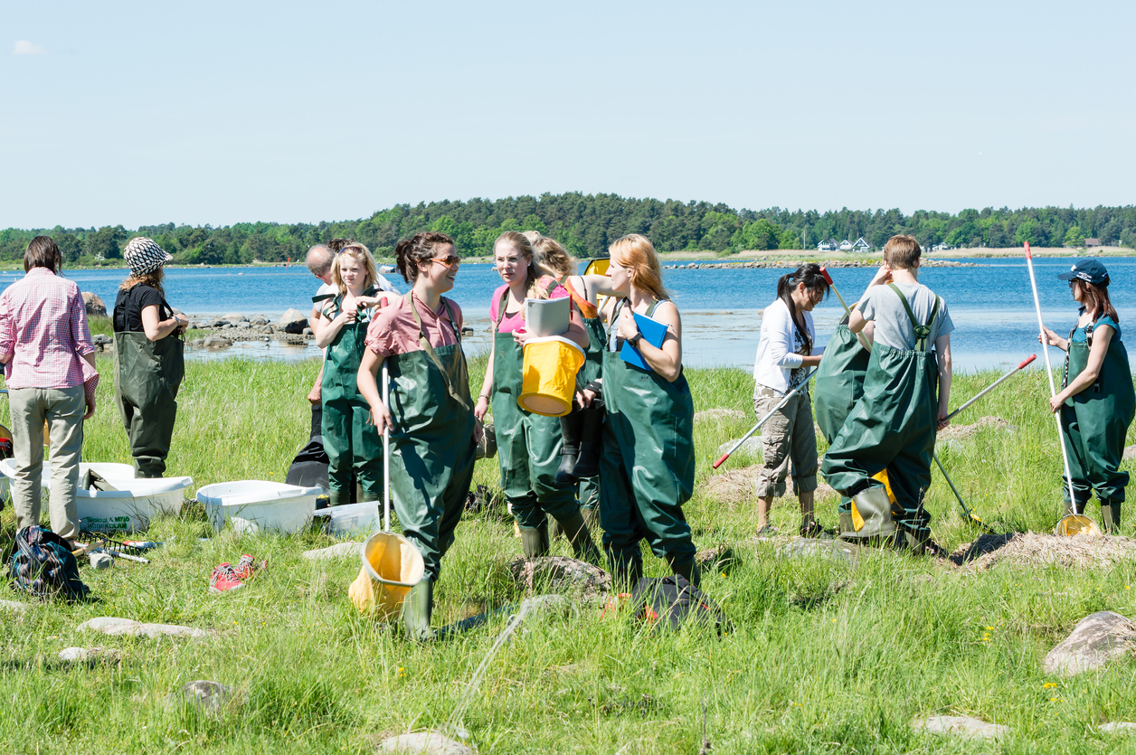 Жизнь в марьине текла своим порядком. Marine zoologists at work.