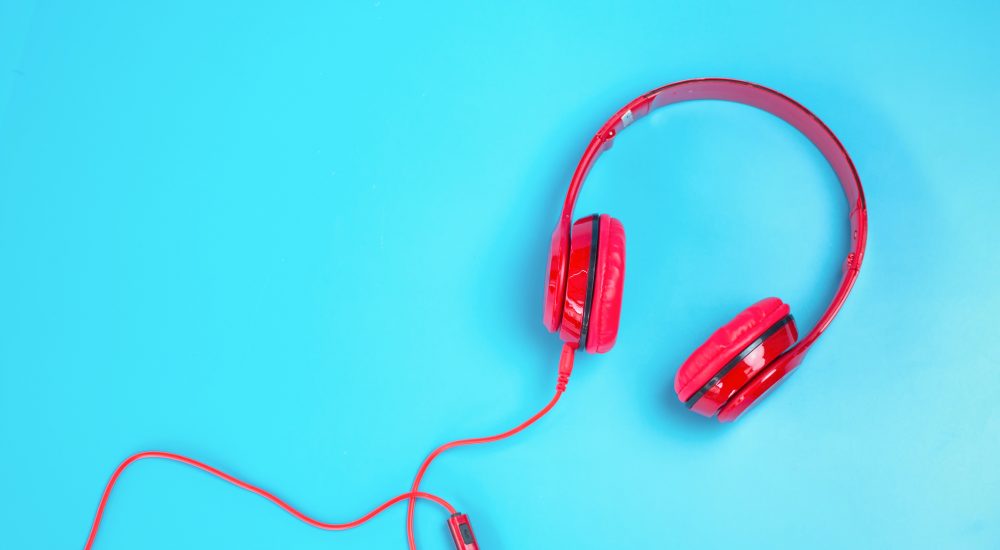 Headphones on blue background