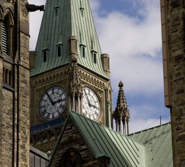 Shot of the Peace Tower, part of the main block of Canada's parliament buildings in Ottawa.