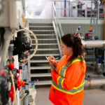 woman working in water plant