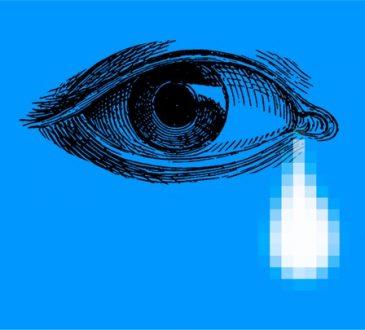 graphic of eye with pixelated teardrop