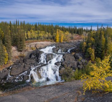Cameron Falls just outside of Yellowknife, Northwest Territories of Canada in the autumn afternoon.