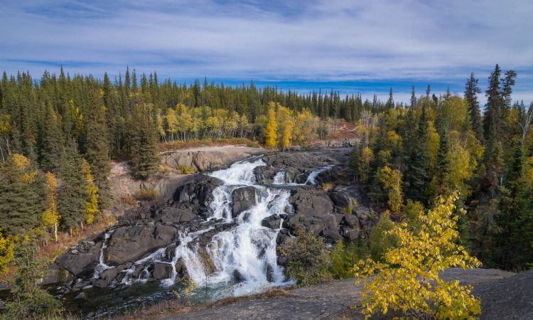 Cameron Falls just outside of Yellowknife, Northwest Territories of Canada in the autumn afternoon.