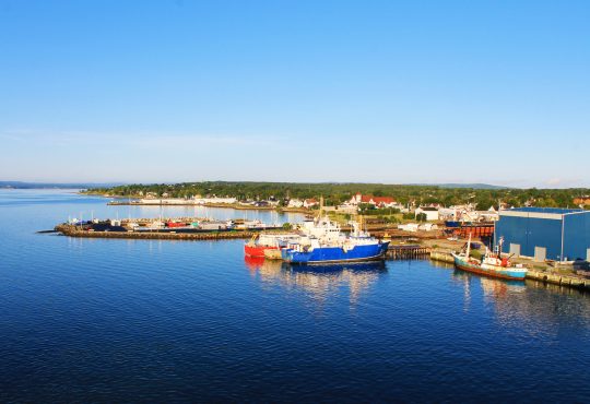 Ships docked at the pier, North Sydney, Nova Scotia.