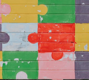 puzzle pieces painted on wall