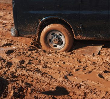 truck wheel stuck in mud
