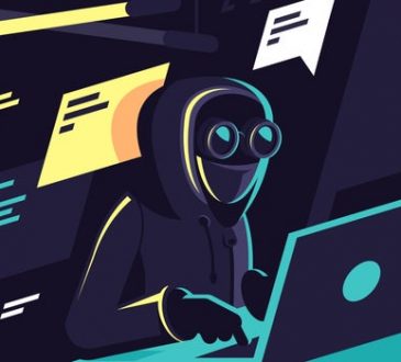 illustration of hacker sitting at computer