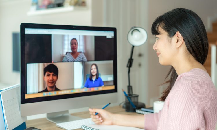 woman on group video call