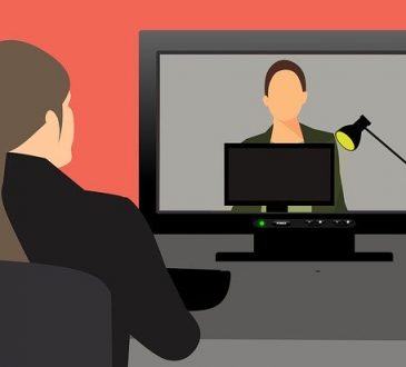 illustration of woman participating in video interview