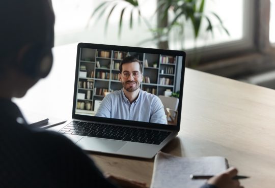 man having video call