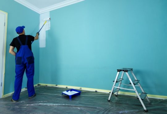 main painting blue wall white inside house