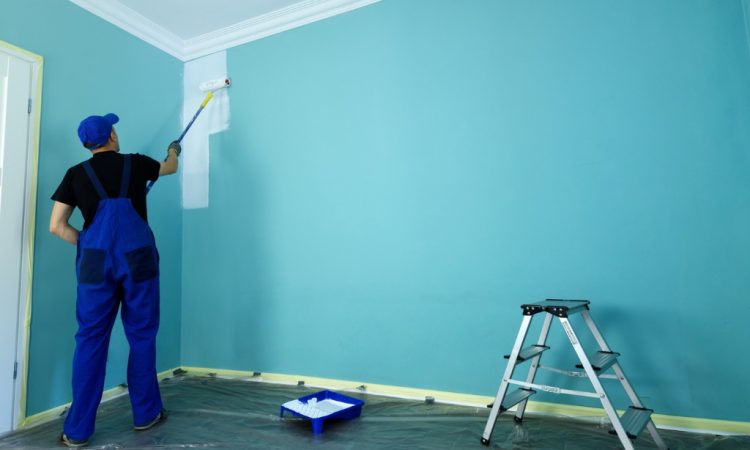 main painting blue wall white inside house