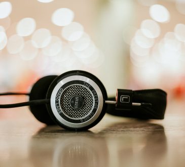 headphones sitting on table