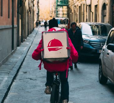 food delivery worker on bike