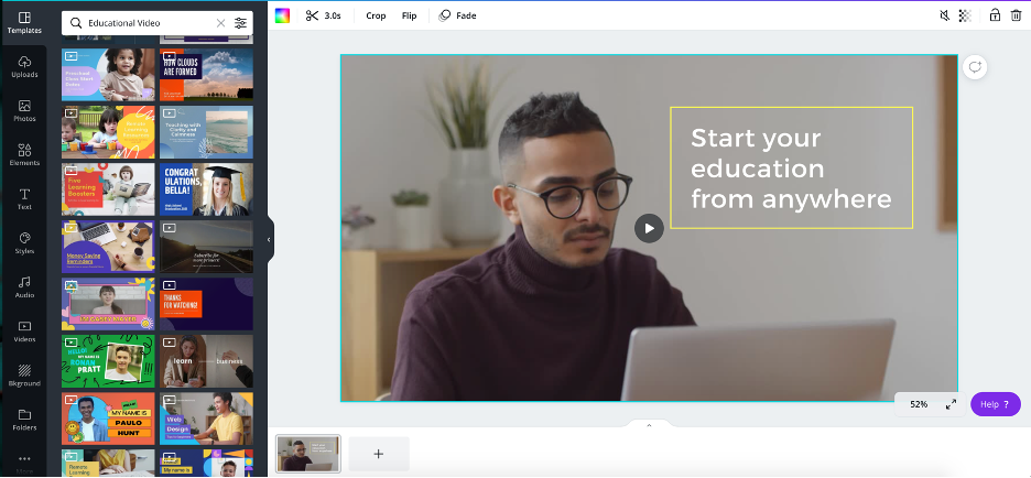 screenshot of video editing on canva