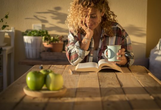 woman reading a book