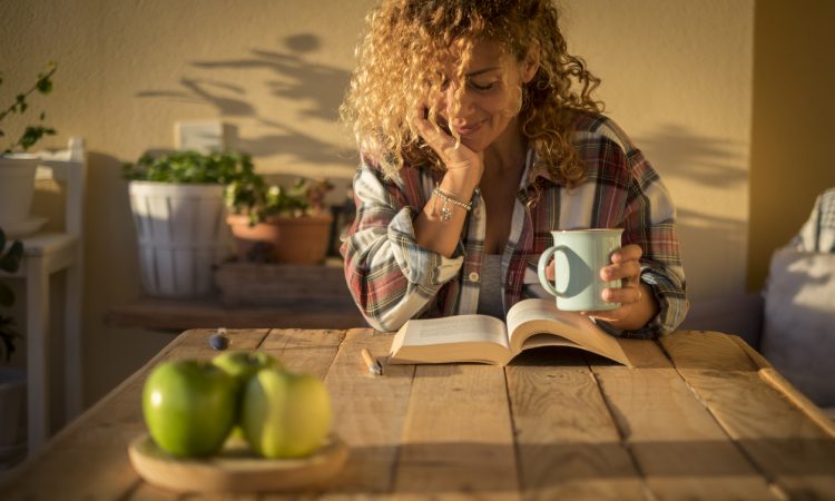 woman reading a book