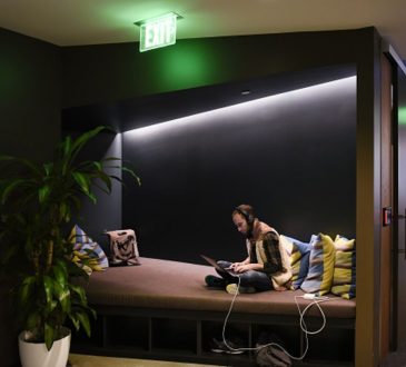man working late in office