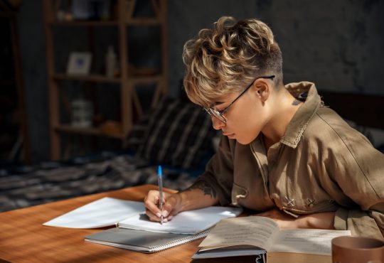 young woman studying