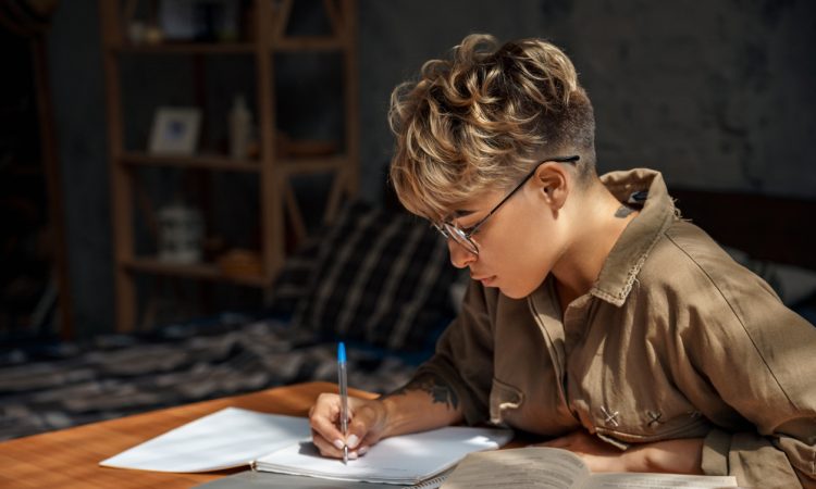 young woman studying
