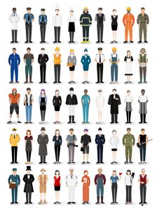 Illustration vector of various careers and professions