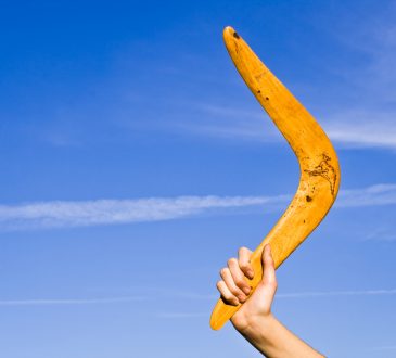 Boomerang in front of a blue sky