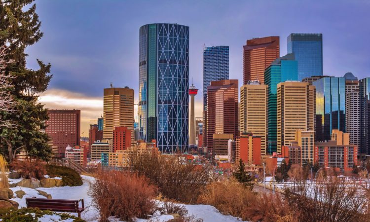 Calgary skyline in winter