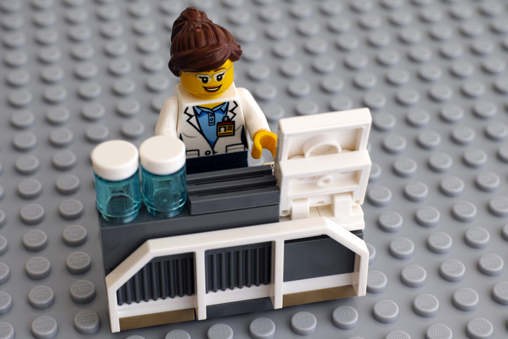 Lego scientist working at lab