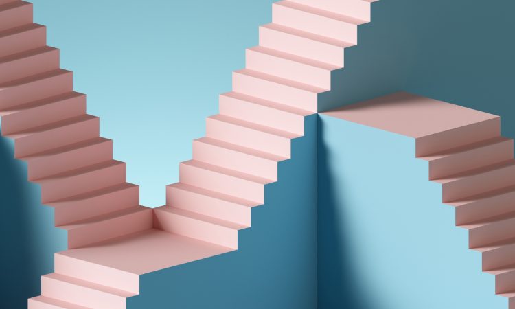Abstract intersecting staircases in pastel colours