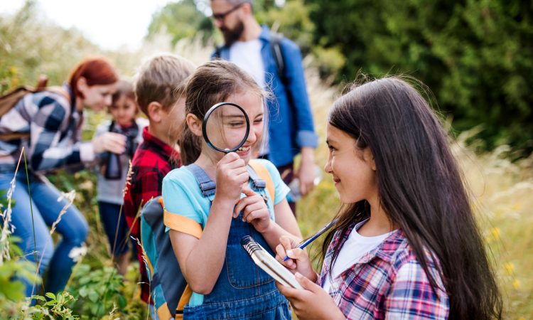 Students on field trip outside