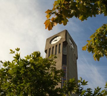 The clock tower on the campus of the University of British Columbia