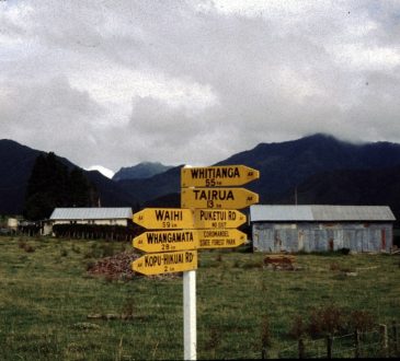 Wayfinding sign in New Zealand countryside