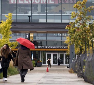 Students walking on university campus.