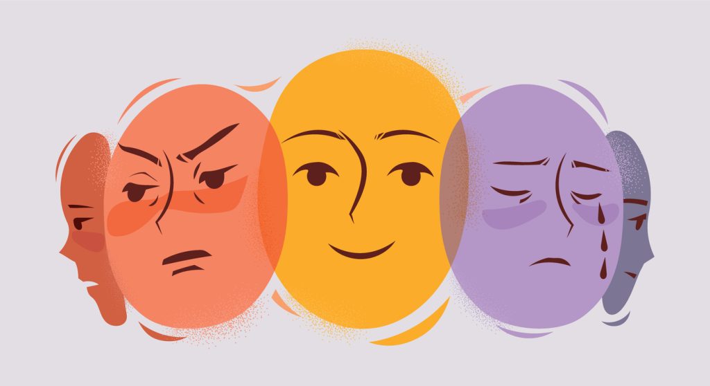 Illustration of faces with different emotions.