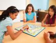 Students in a classroom playing an educational game