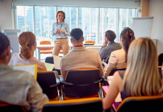 Woman delivering presentation