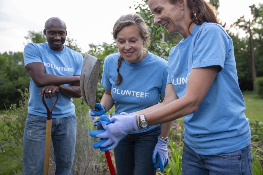 Community volunteers cleaning park