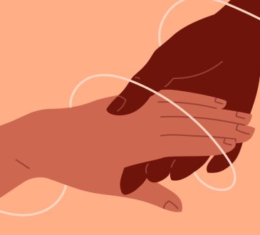 Illustration of two hands holding