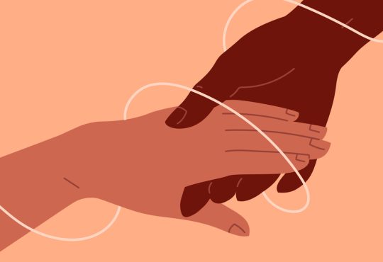 Illustration of two hands holding