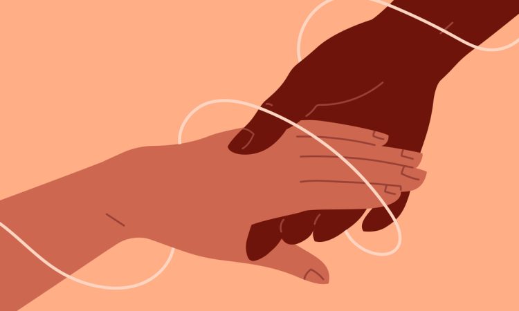 Illustration of two hands holding